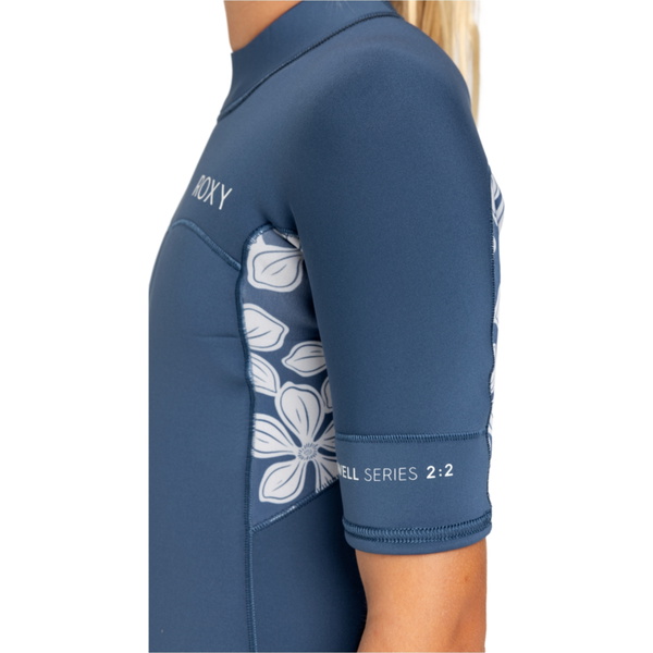2026 Roxy Junior Swell Series 2mm Back Zip Shorty Wetsuit ERGW503017 - Wild Wind Drifter Floral